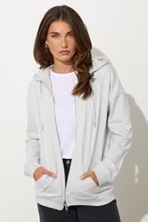 LTS Tall Light Grey Zip Through Pocket Hoodie | Long Tall Sally 1