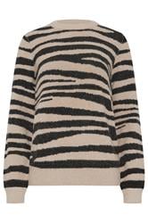 LTS Tall Beige Brown Knitted Zebra Print Jumper | Long Tall Sally 5