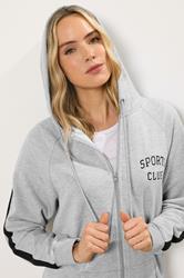 LTS Tall Women's Grey Marl 'Sports Club' Slogan Longline Hoodie | Long Tall Sally 4