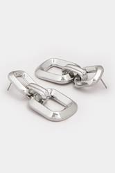Silver Tone Double Chain Earrings | Yours Clothing 3