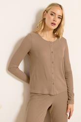 LTS Tall Women's Camel Brown Ribbed Cardigan | Long Tall Sally 1