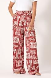LTS Tall Rust Orange Palm Print Wide Leg Trousers | Long Tall Sally 2