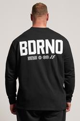 BDRNO Big & Tall Black Printed Long Sleeve T-Shirt | BadRhino 2
