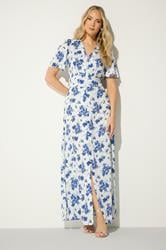 LTS Tall Women's White Floral Satin Maxi Dress | Long Tall Sally 1