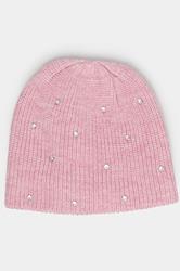 Pink Diamante Beanie | Yours Clothing 1