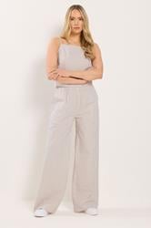 LTS Tall Women's Camel Brown Stripe Cotton Wide Leg Trousers | Long Tall Sally 3