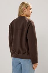 LTS Tall Chocolate Brown Brushed Pocket Bomber Jacket | Long Tall Sally 3