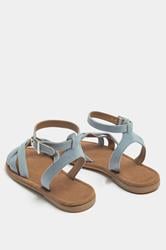 Blue  Faux Leather Cross Over Sandals In Extra Wide EEE Fit | Yours Clothing 2
