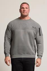 FIRETRAP Big & Tall Grey Olsen Sweatshirt | BadRhino 1