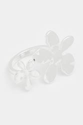 Silver Tone Adjustable Flower Ring | Yours Clothing 3