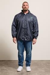 D555 Big & Tall Navy Blue Packaway Rain Jacket | BadRhino 1