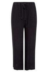 LTS Tall Women's Black Linen Tie Waist Cropped Trousers | Long Tall Sally 5