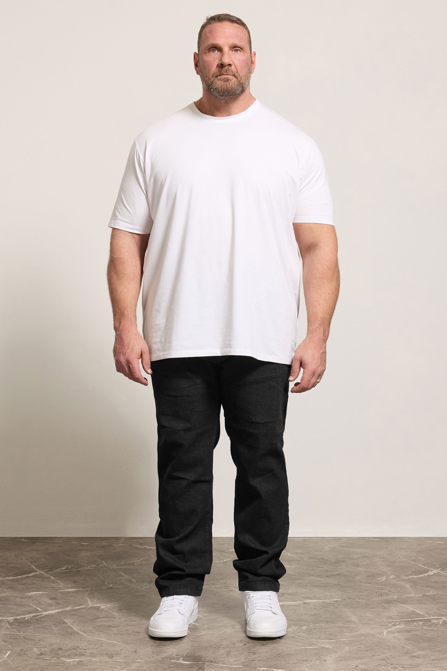 D555 Black Elasticated Waist Relaxed Fit Jeans | BadRhino 1
