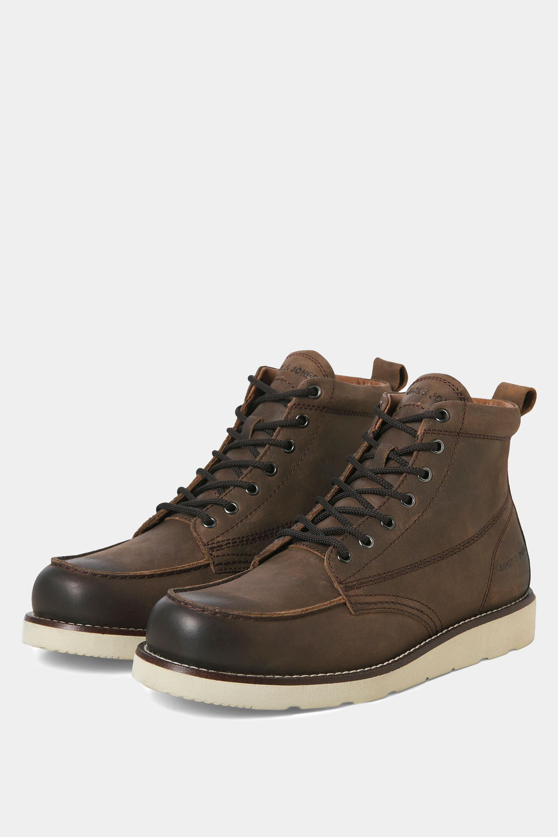 JACK & JONES Big & Tall Brown Stone Leather Toronto Boots | BadRhino 1