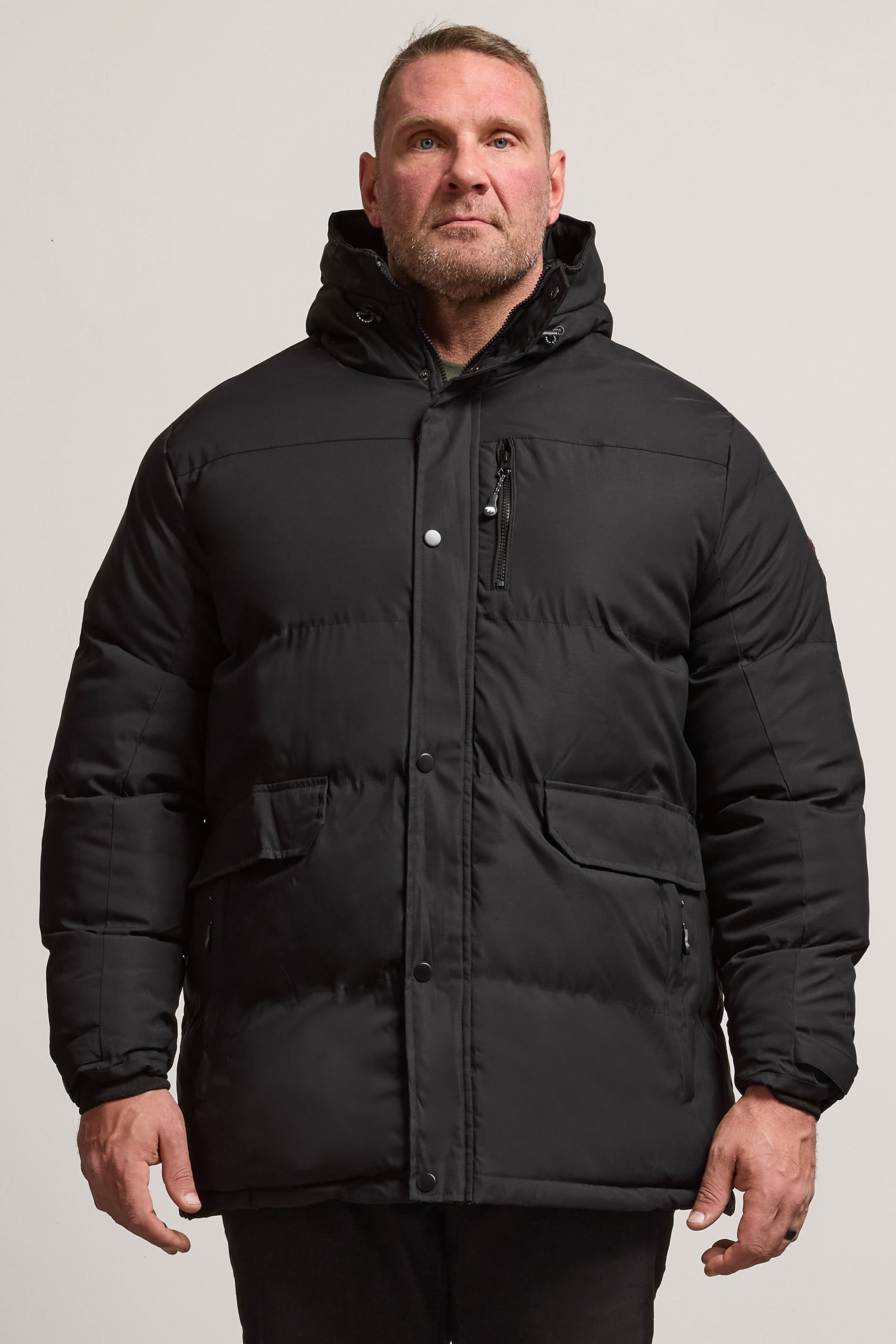 D555 Big & Tall Black Quilted Padded Jacket | BadRhino 1