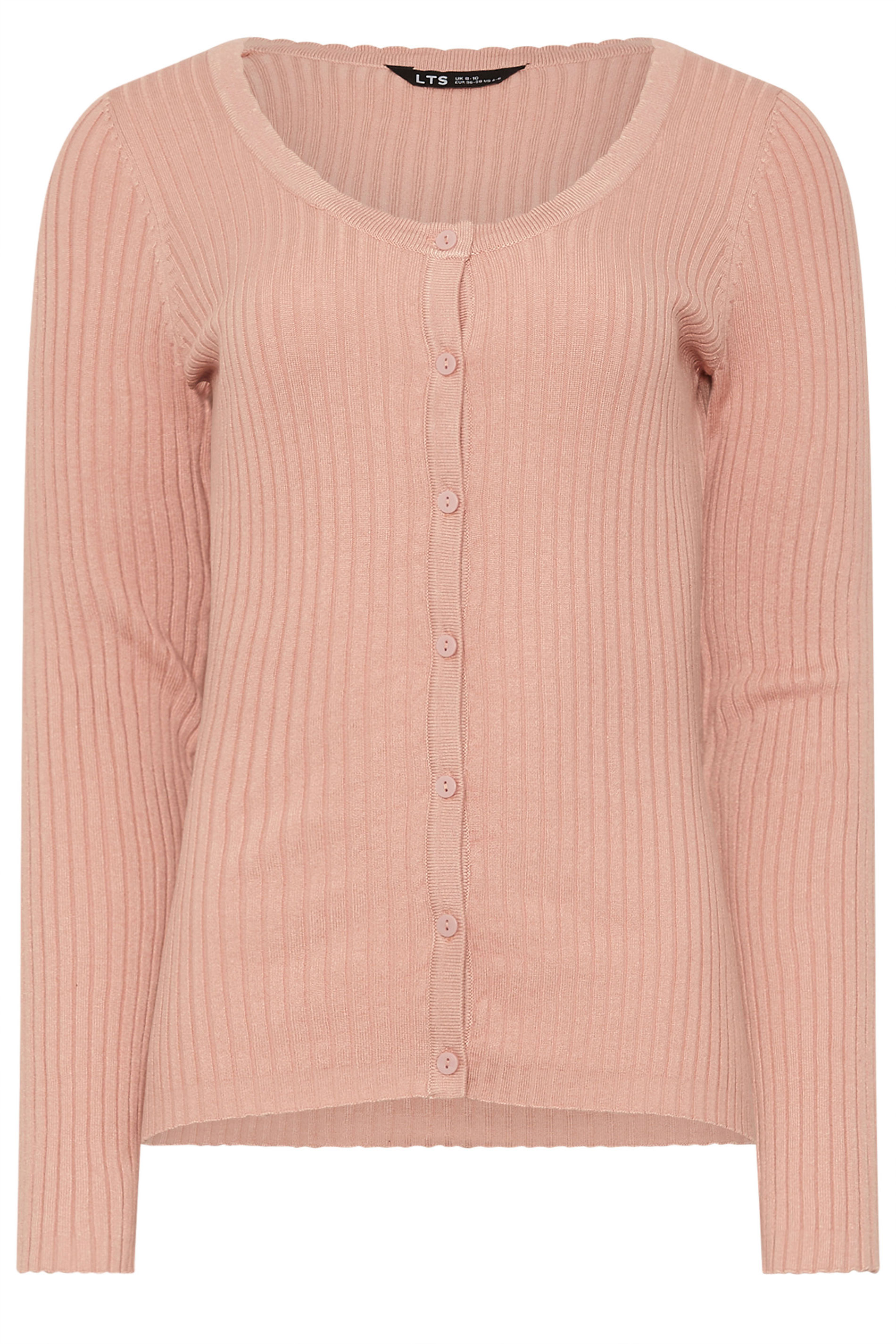 LTS Tall Blush Pink Ribbed Scalloped Hemline Cardigan | Long Tall Sally 5