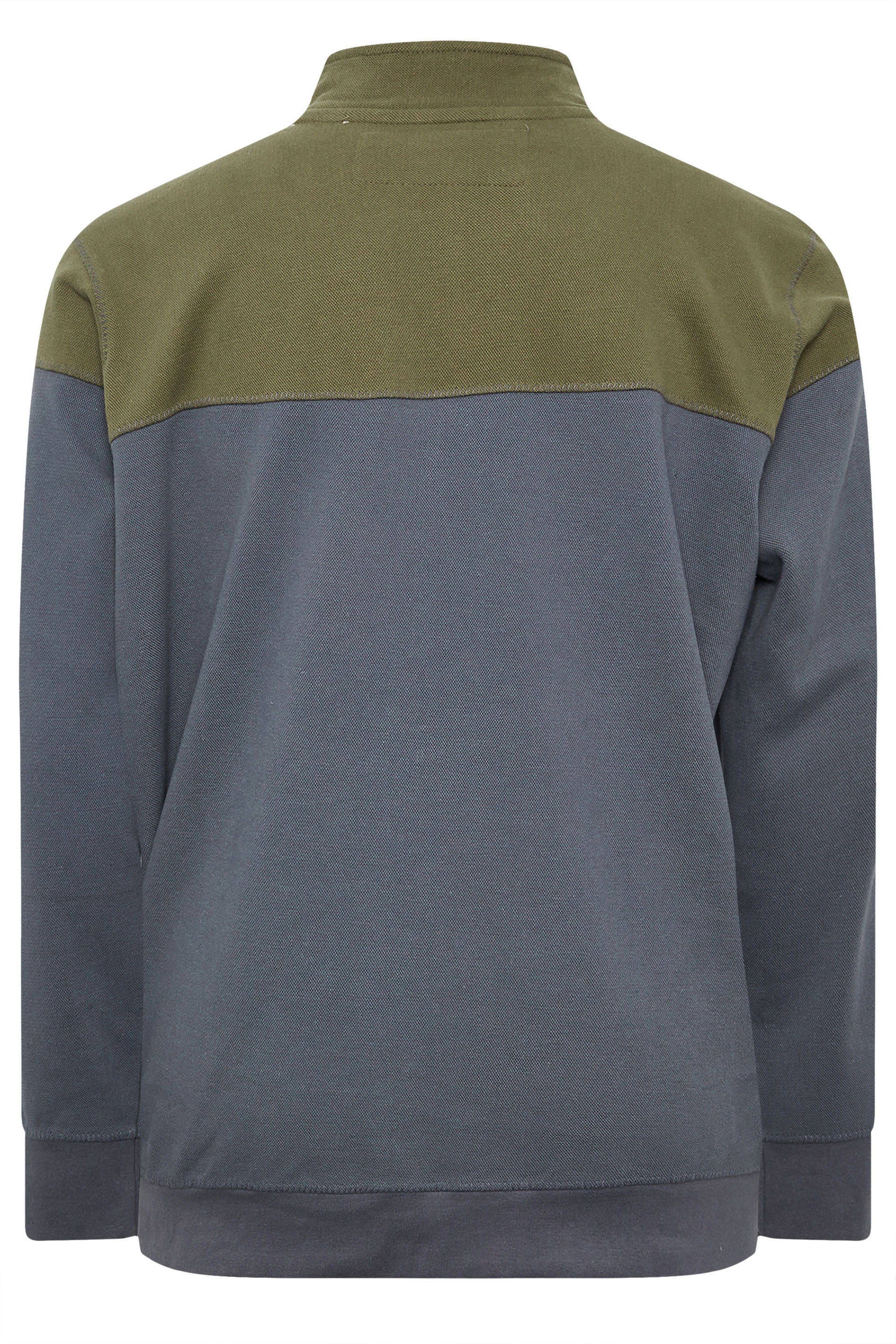 D555 Big & Tall Khaki Green & Grey Zip Through Embroidered Logo Fleece | BadRhino 5