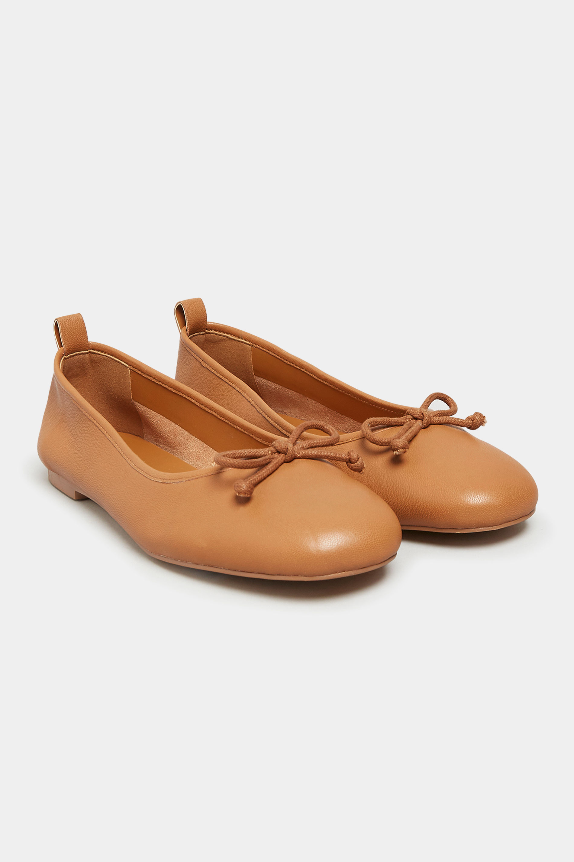 LTS Brown Leather Ballerina Pumps In Standard Fit | Long Tall Sally 2