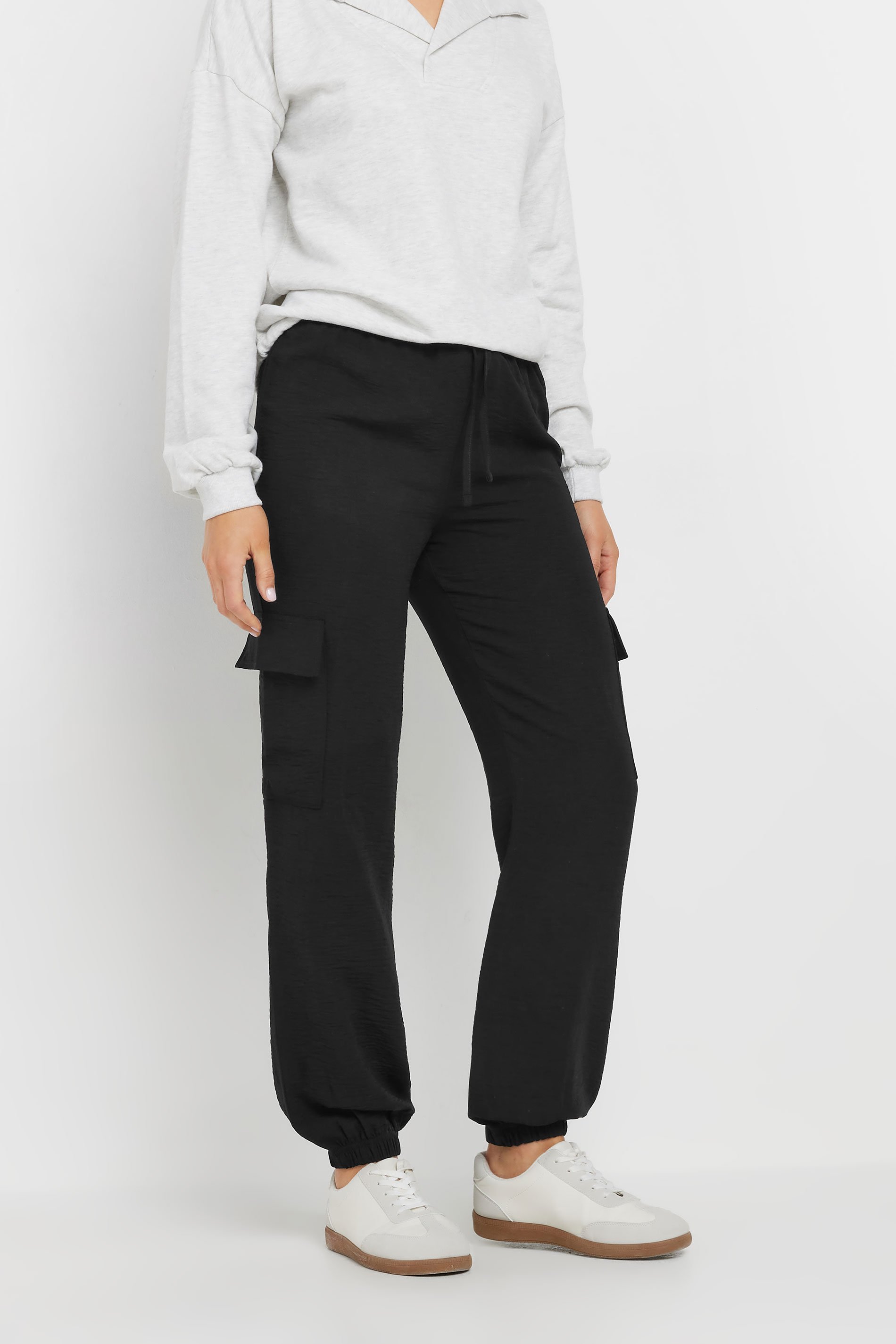 LTS Tall Women's Black Crepe Cuffed Cargo Trousers | Long Tall Sally 2