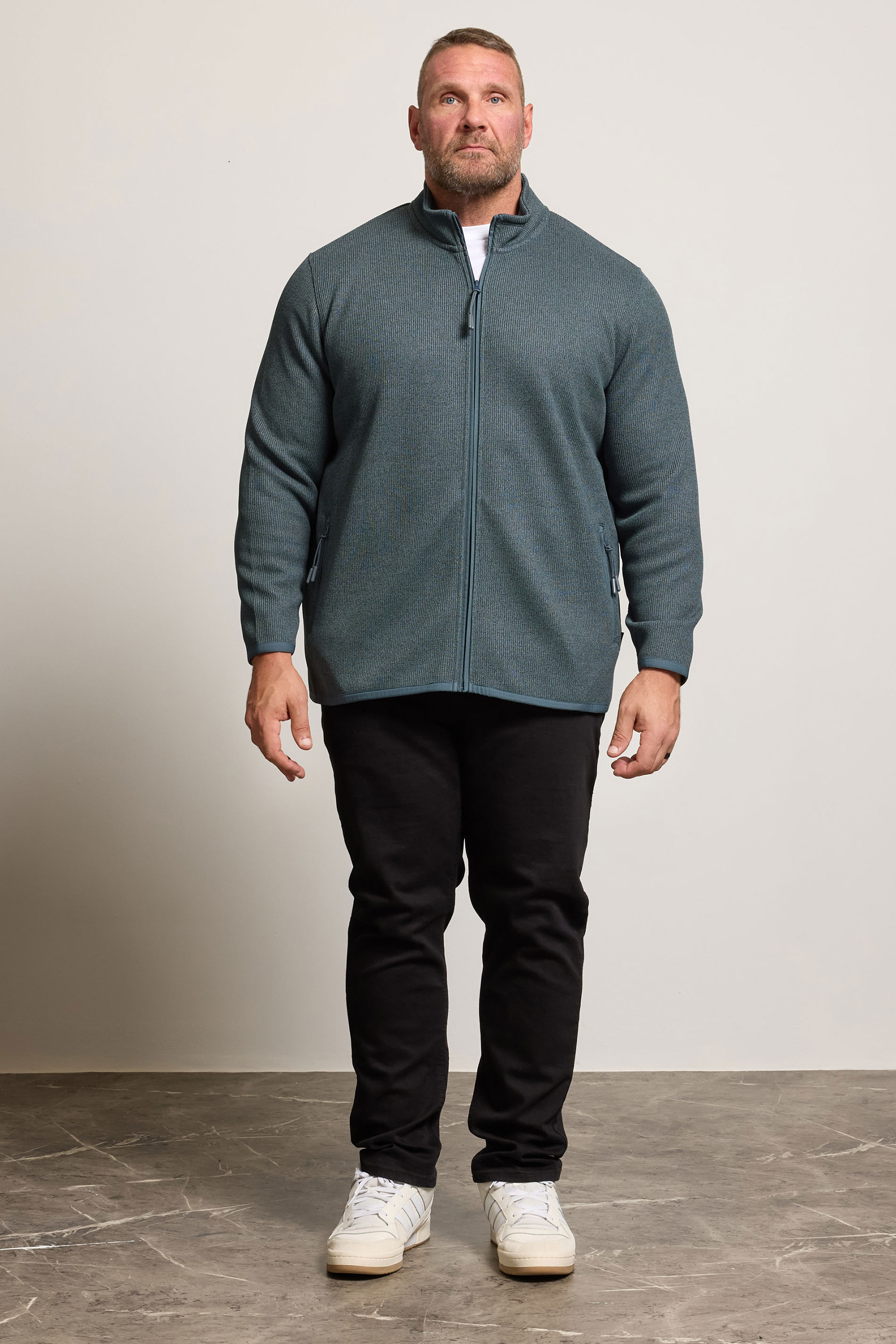 BadRhino Big & Tall Stormy Blue Full Zip Textured Fleece Jacket | BadRhino 2