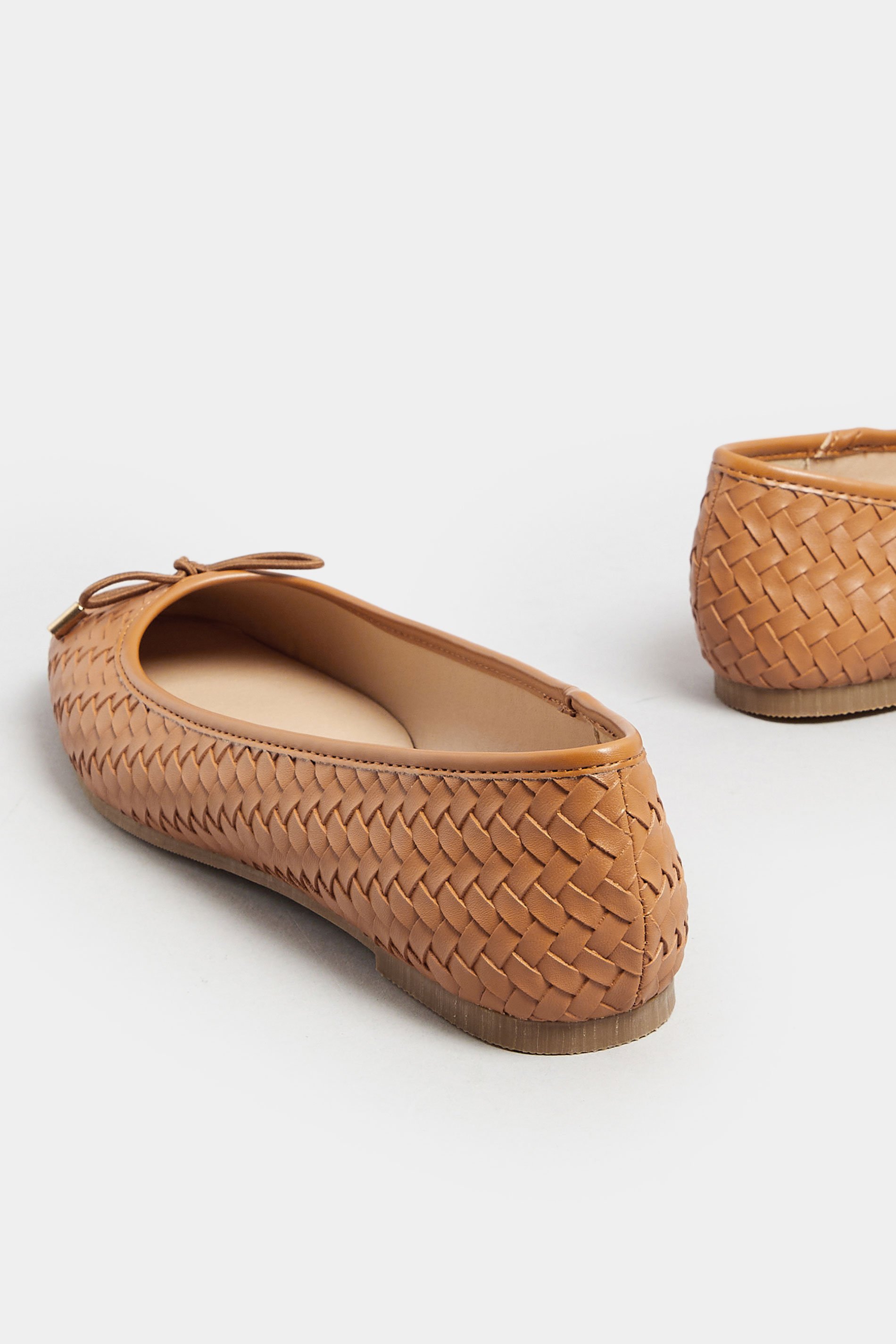 LTS Tan Brown Woven Ballerina Pumps In Standard Fit | Long Tall Sally 4