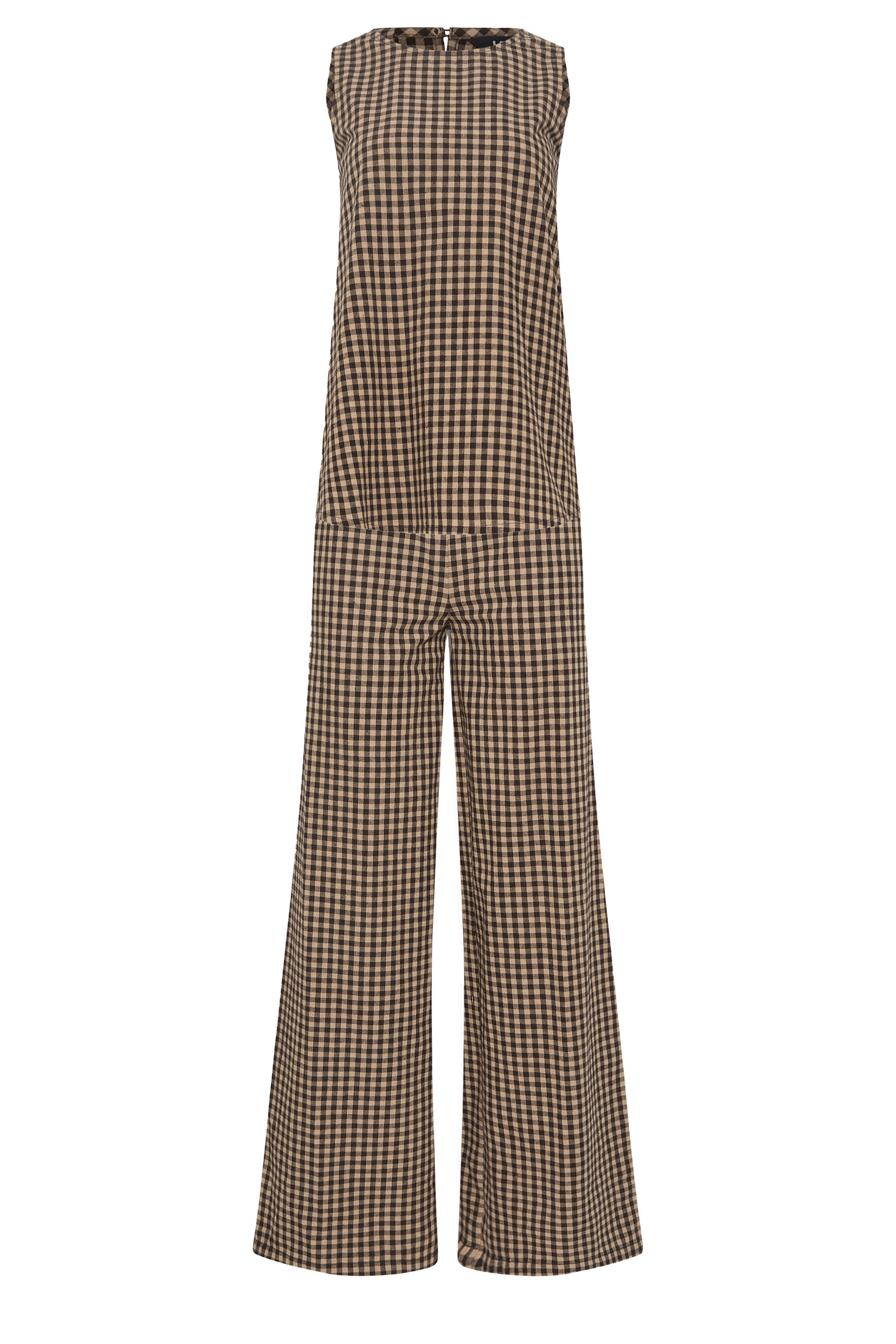 LTS Tall Women's Set Brown Gingham Print Vest Top & Trousers | Long Tall Sally 8