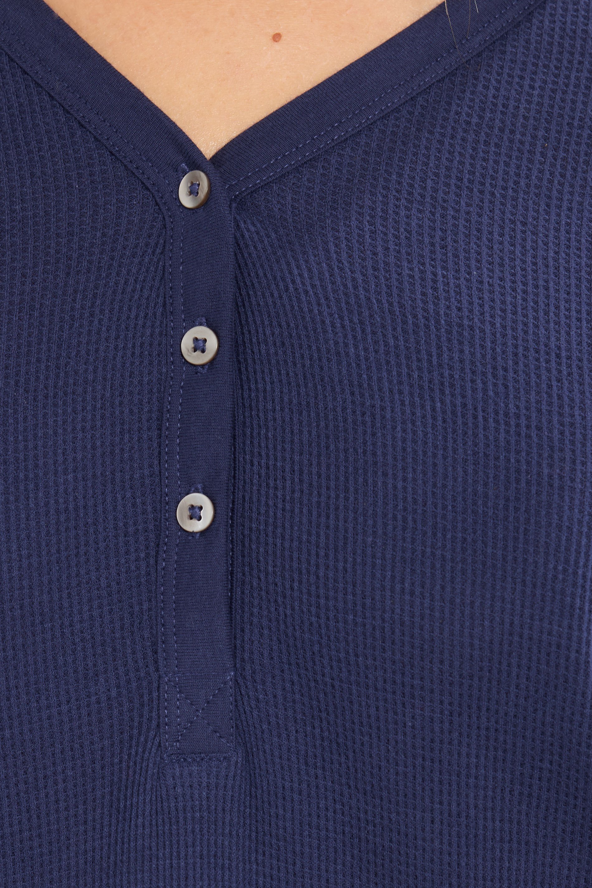 LTS Tall Blue Cotton Waffle Pyjama Top | Long Tall Sally 5