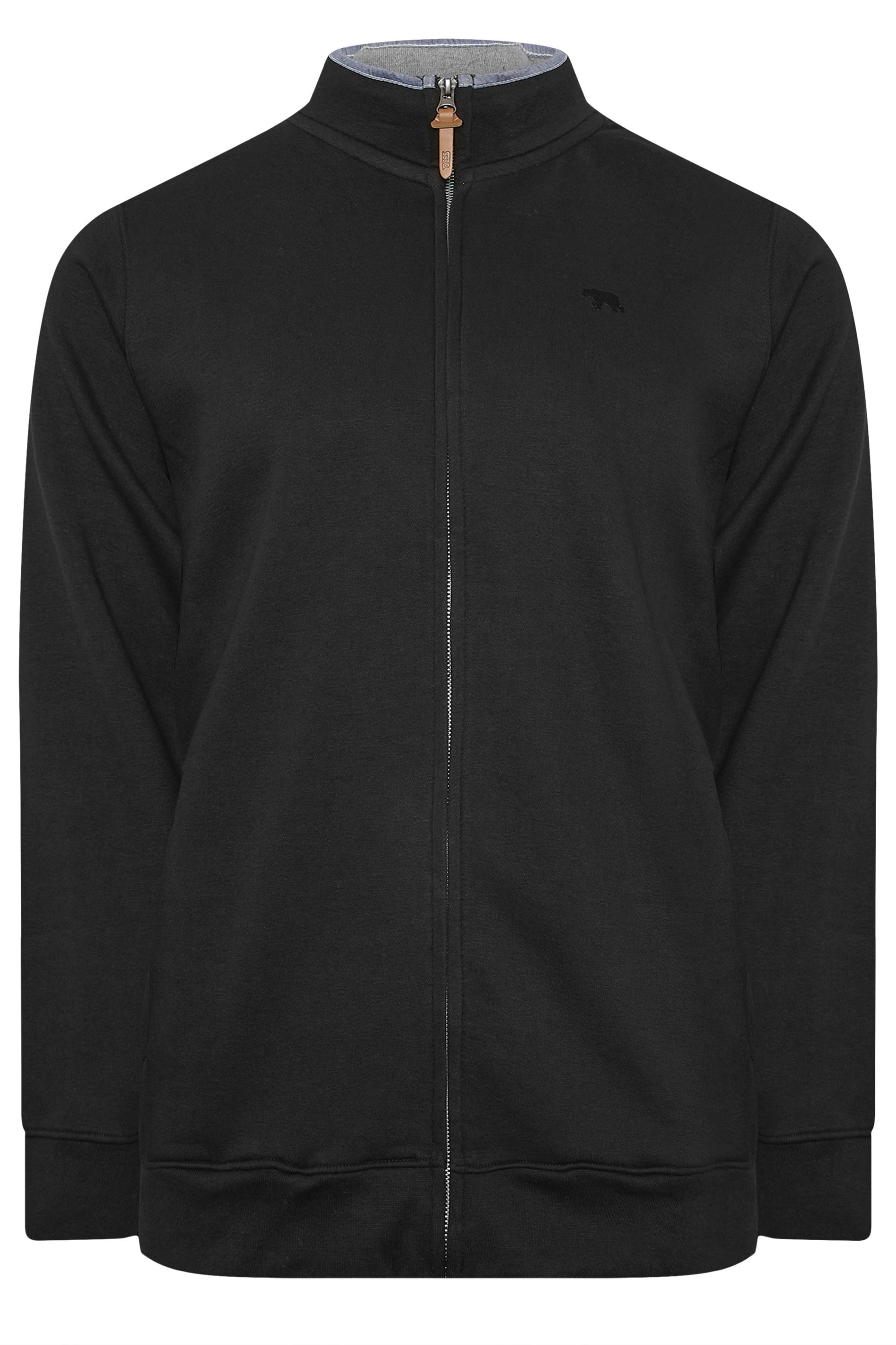 D555 Big & Tall Black Embroidery Zip Through Fleece Lined Jacket | BadRhino 4