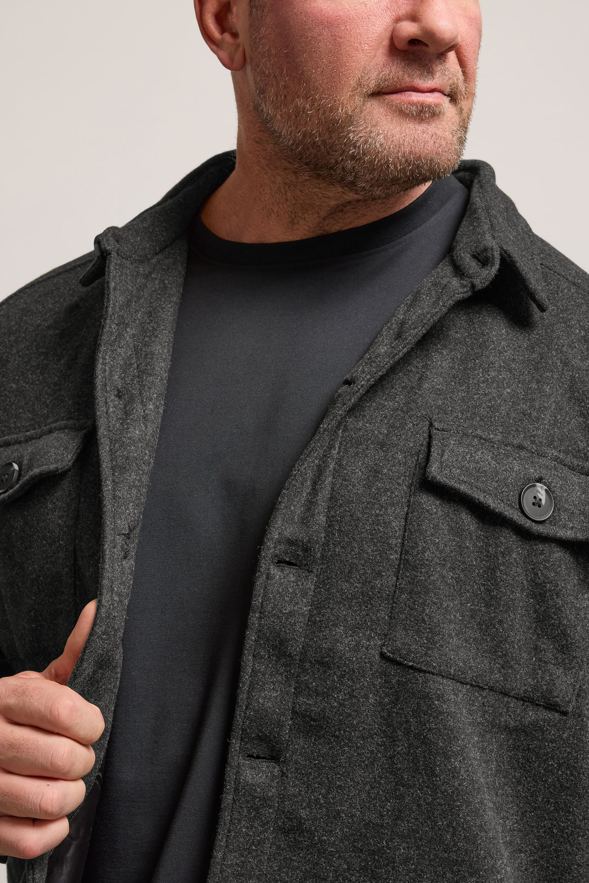 BadRhino Big & Tall Charcoal Grey Premium Button Down Shacket | BadRhino 4