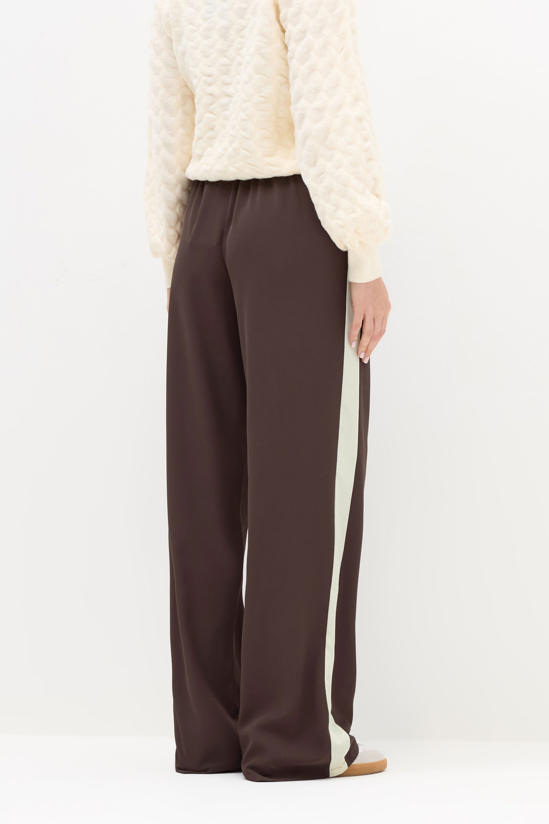 LTS Tall Brown Side Stripe Wide Leg Trousers | Long Tall Sally 3