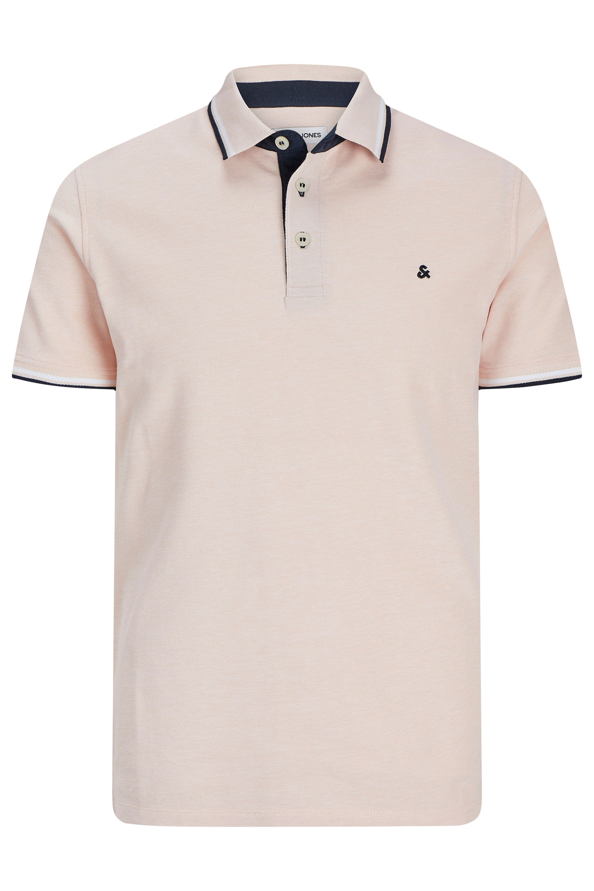 JACK & JONES Big & Tall Peach Pink Paulos Polo Shirt | BadRhino 3