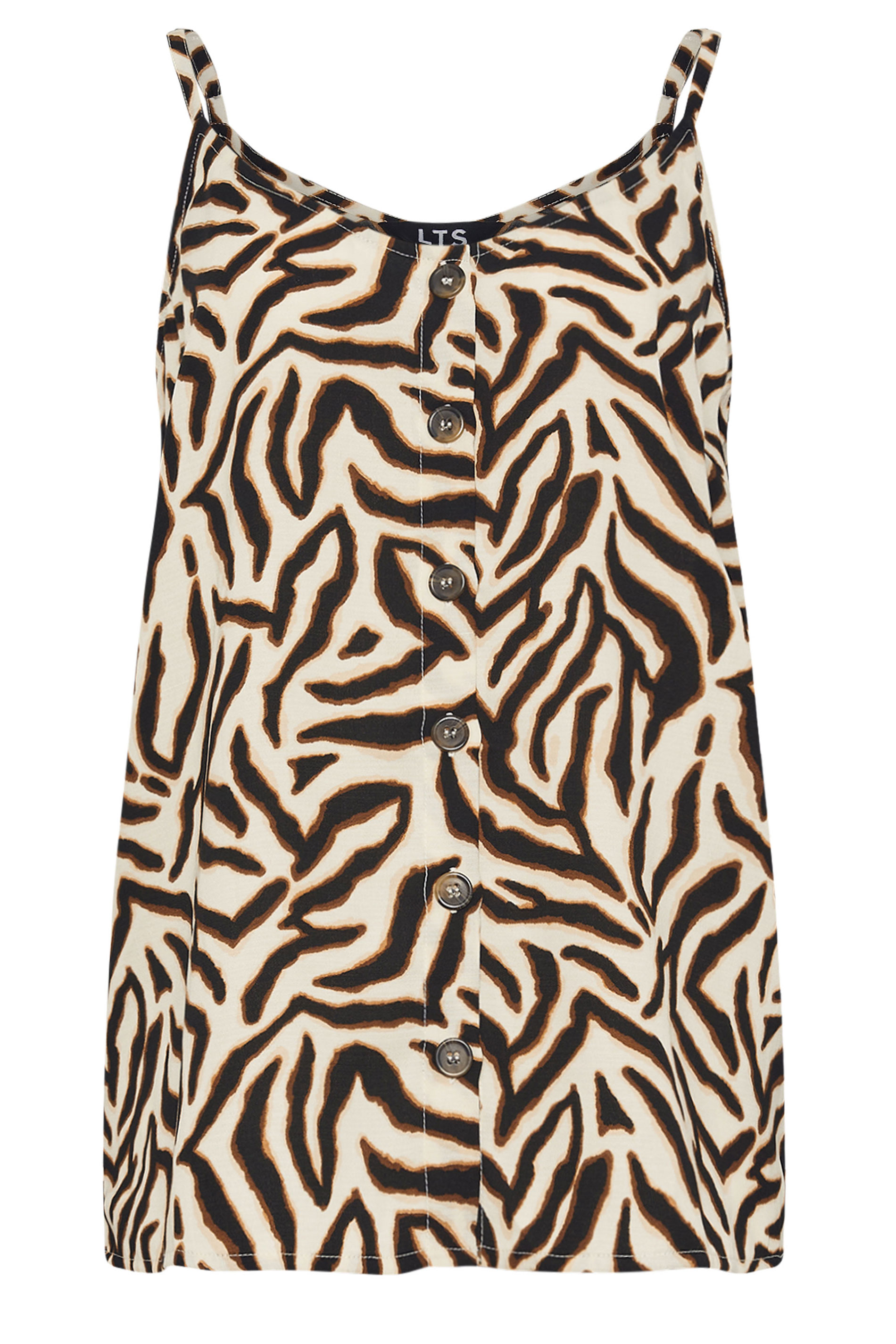 LTS Tall Cream Animal Print Button Vest Top | Long Tall Sally 5