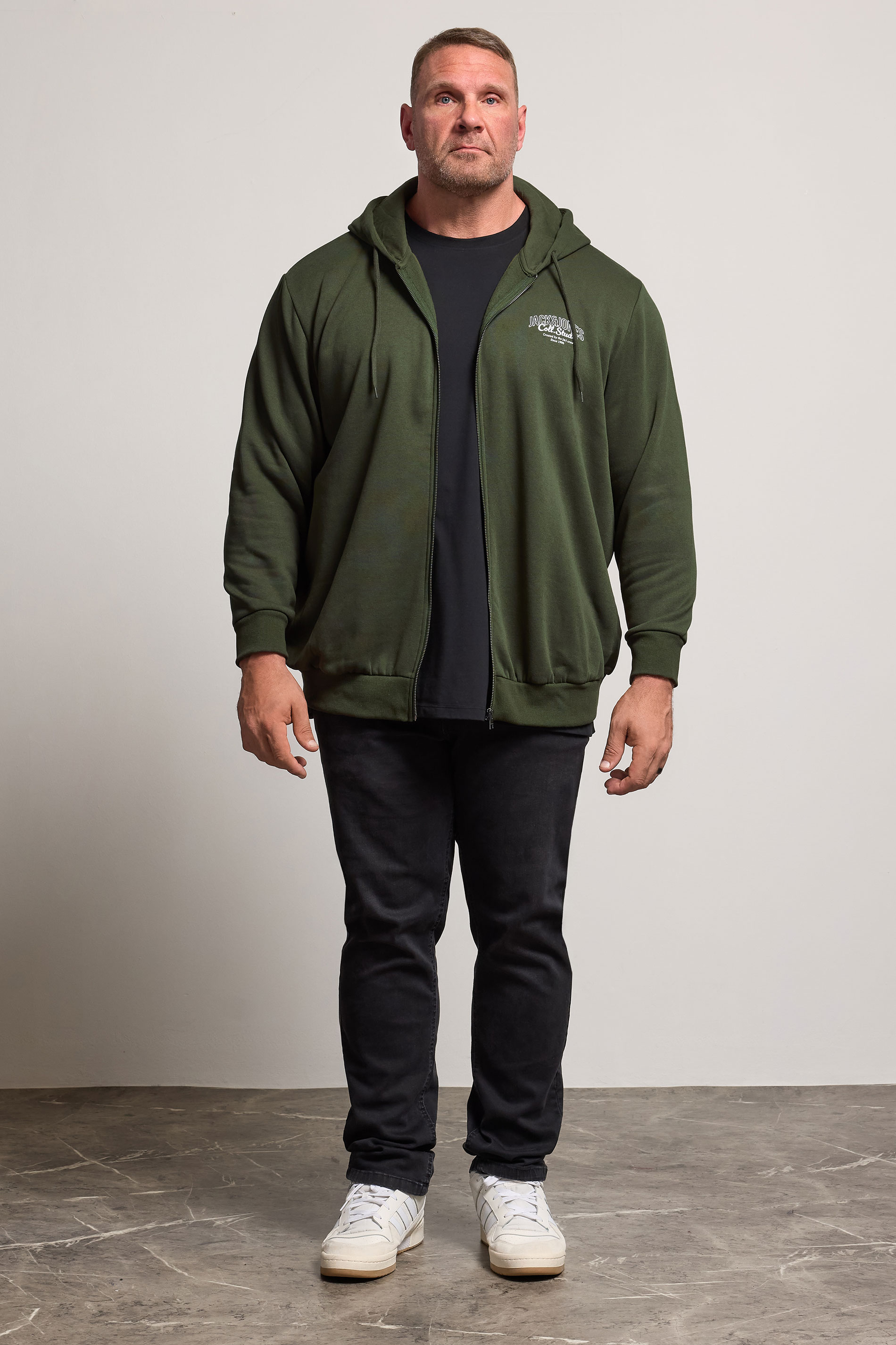 JACK & JONES Big & Tall Duffel Bag Green Zip Through Hoodie | BadRhino 1