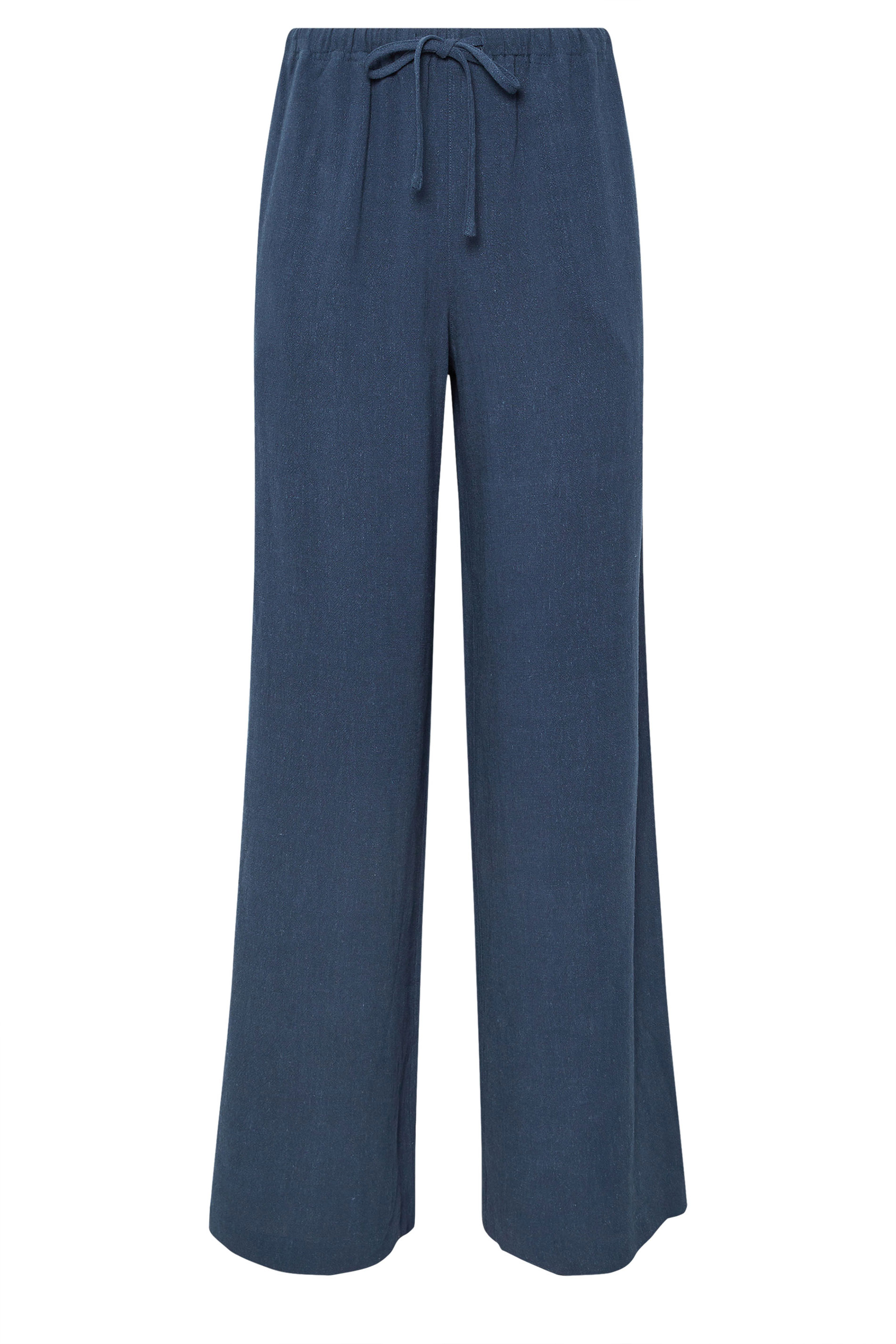LTS Tall Navy Blue Linen Tie Waist Trousers | Long Tall Sally 5