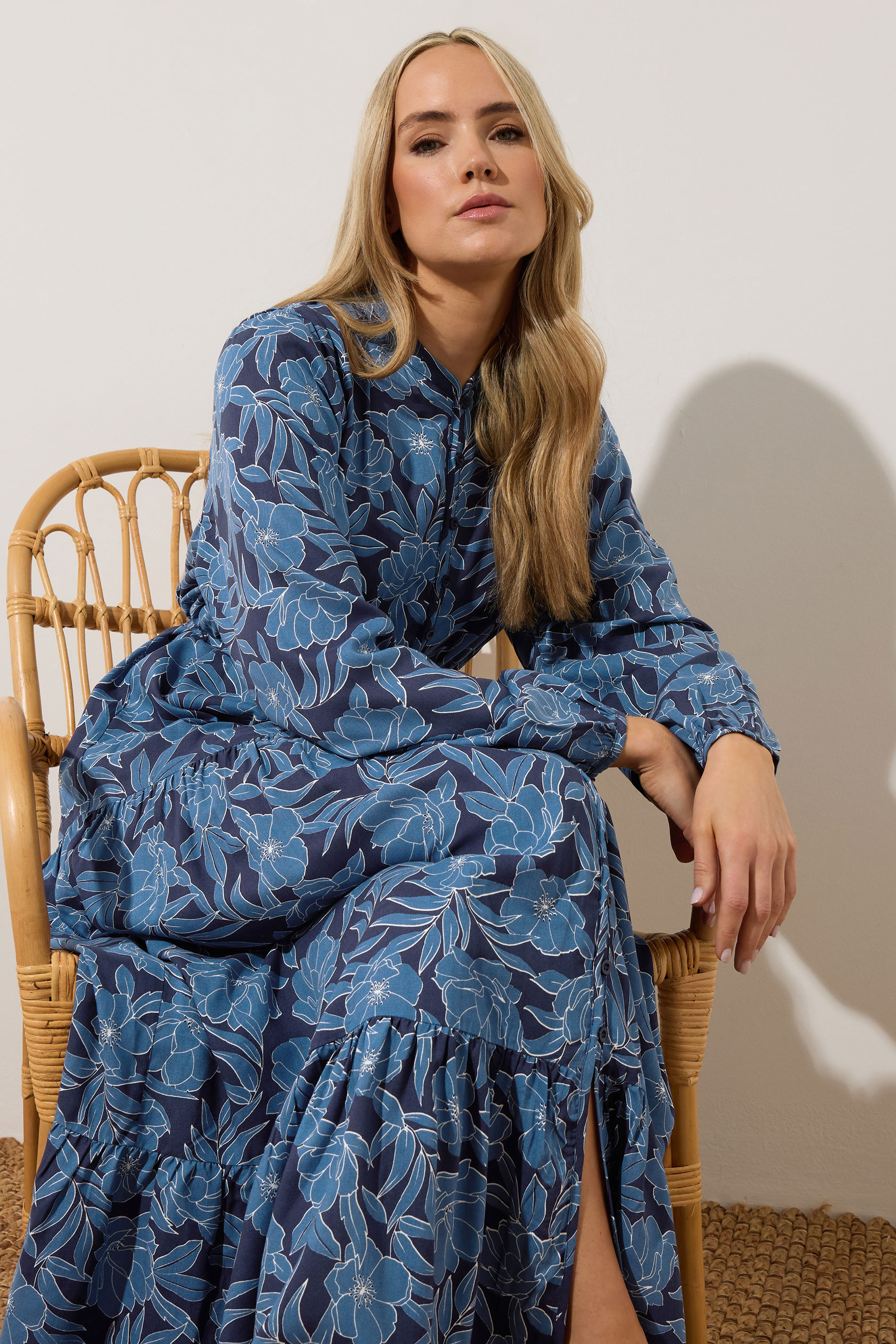 LTS Tall Navy Blue Floral Tie Waist Maxi Dress | Long Tall Sally 2