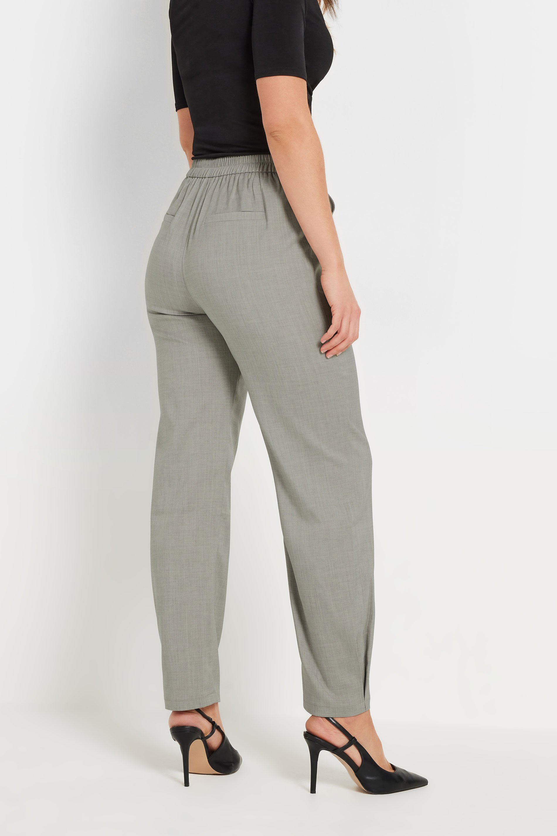 LTS Tall Light Grey Pleated Barrel Leg Trousers | Long Tall Sally 3