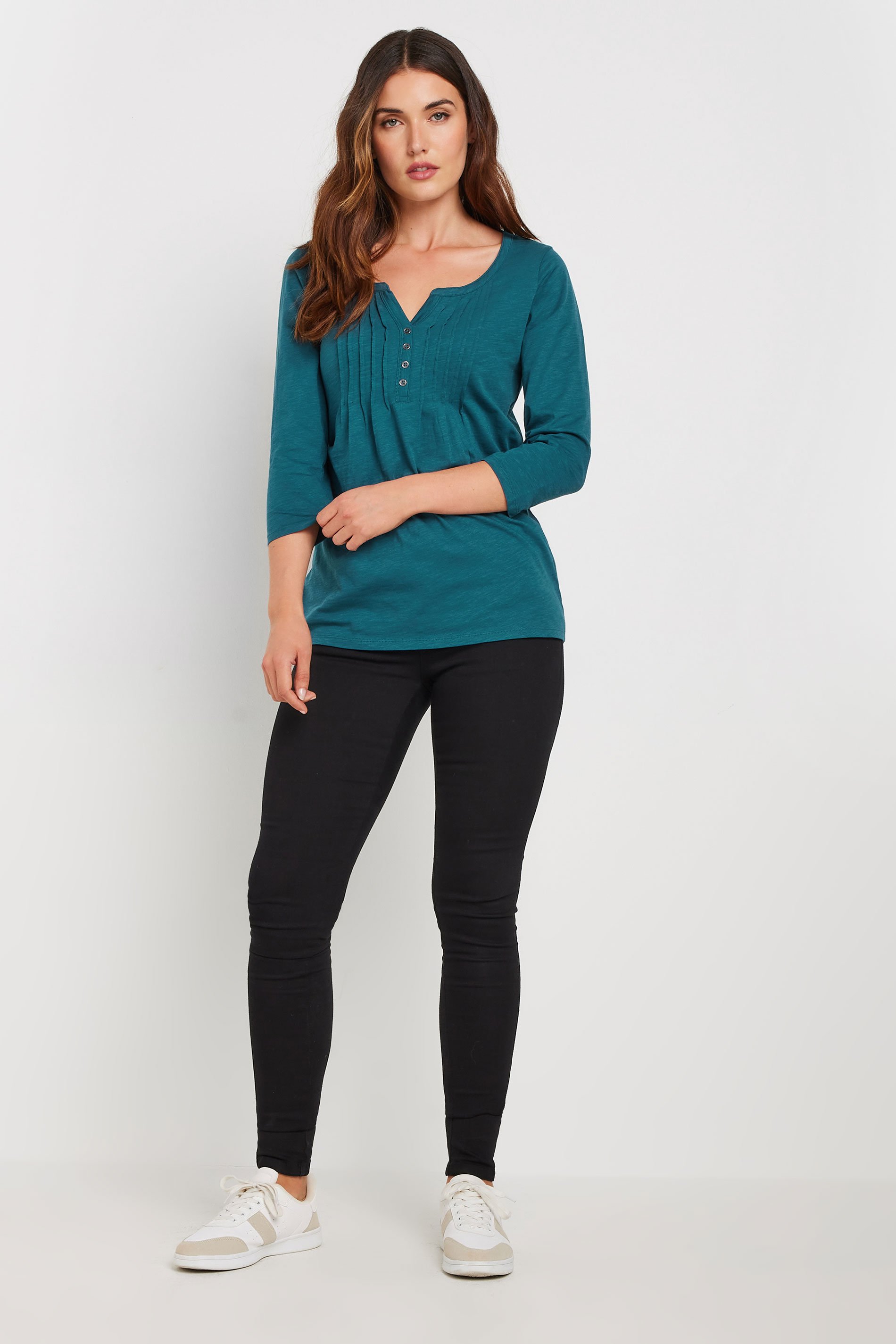 LTS Tall 2 PACK Charcoal Grey & Teal Blue Henley Tops | Long Tall Sally 3