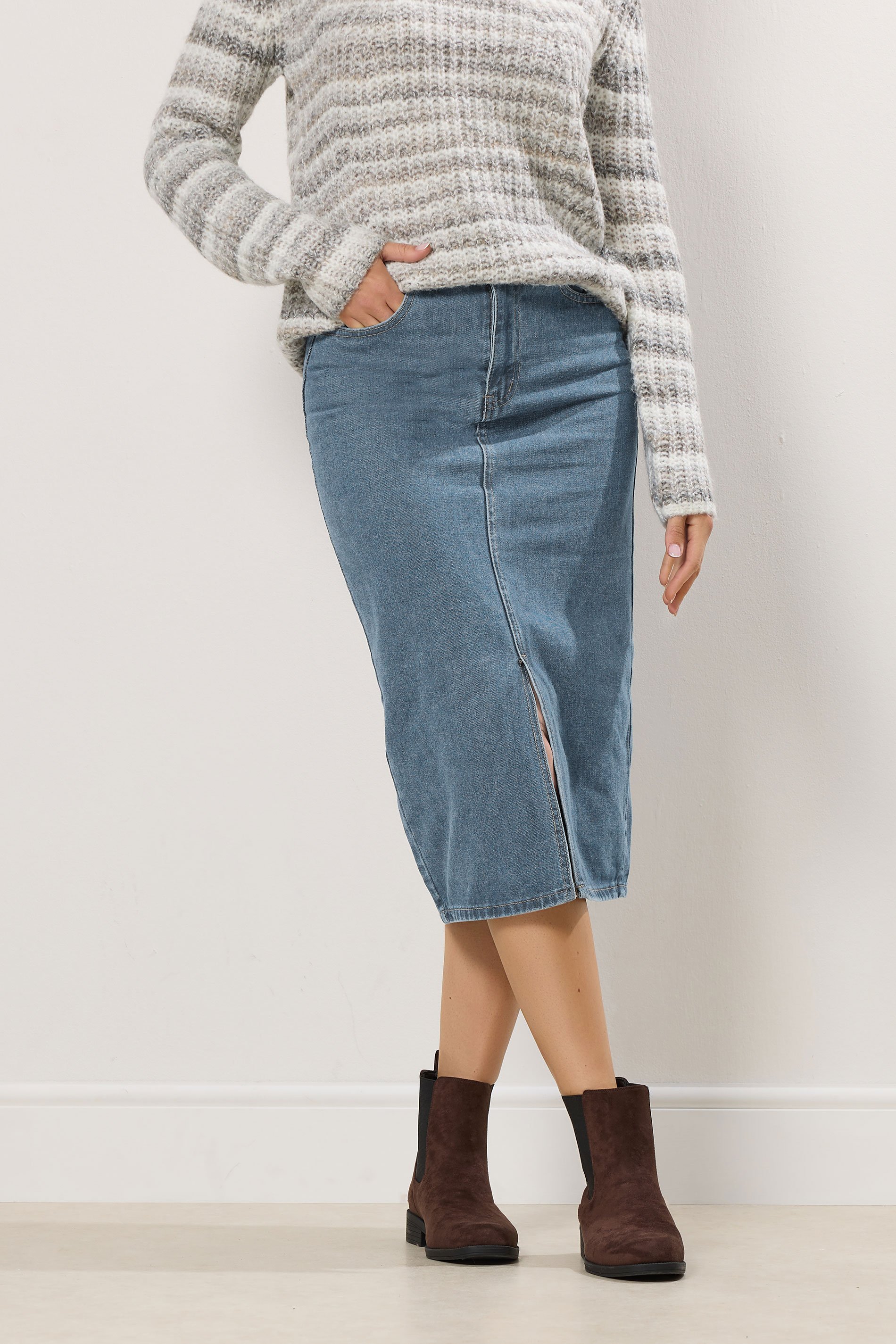 LTS Tall Blue Denim Midi Skirt | Long Tall Sally  2