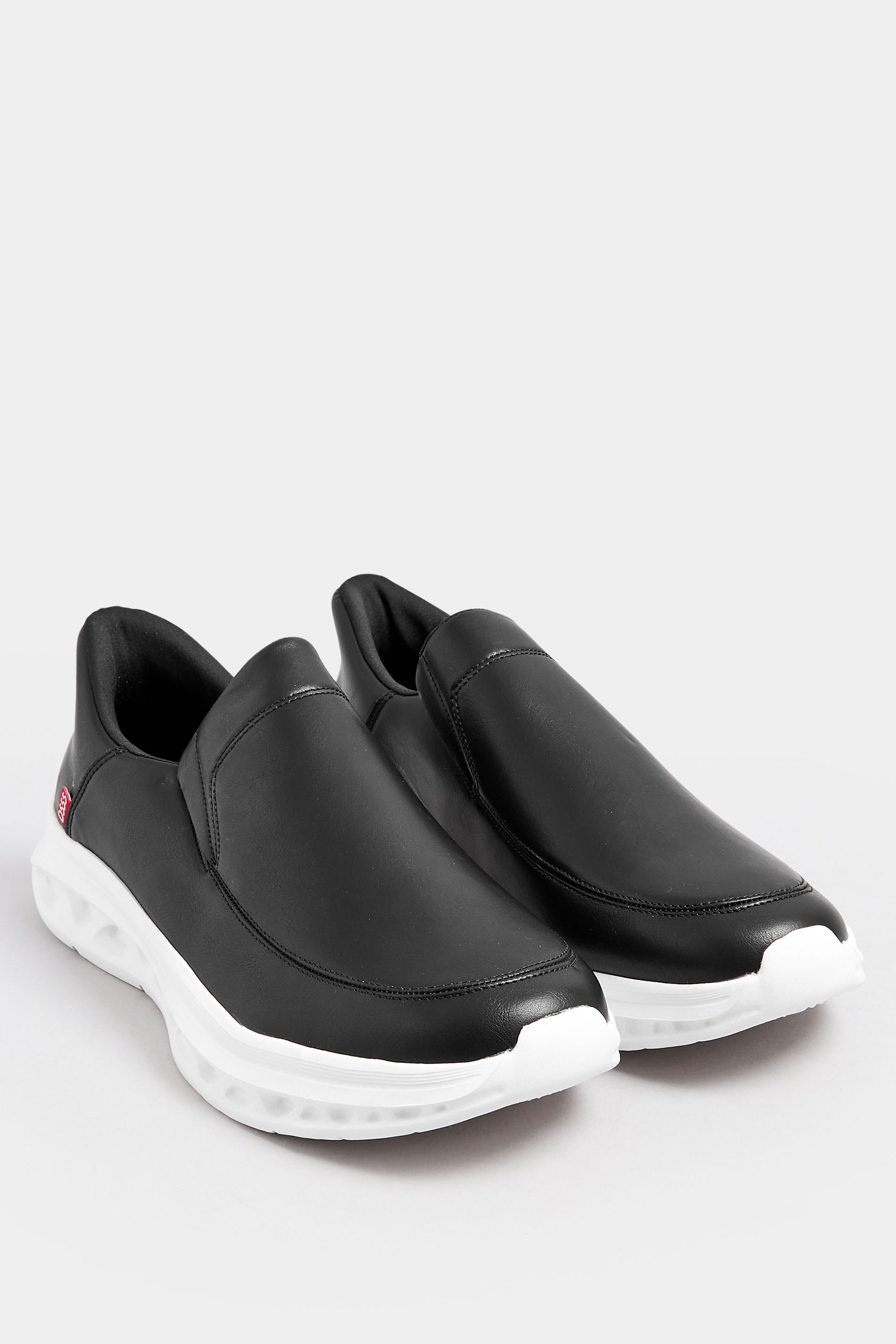 D555 Black Faux Leather Slip On Shoes | BadRhino 2