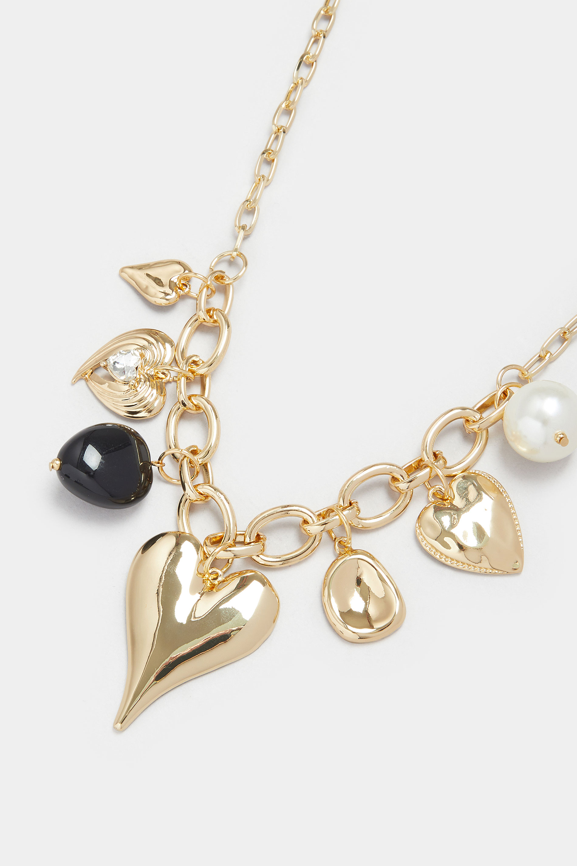 Gold Tone Statement Heart Charm Necklace | Yours Clothing 3
