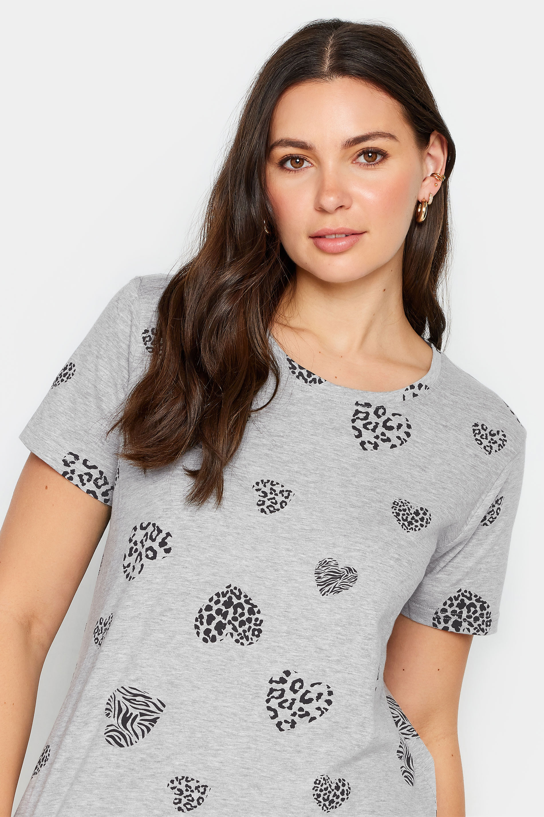 LTS Tall Womens Grey Animal Heart Print Pyjama Set | Long Tall Sally 4