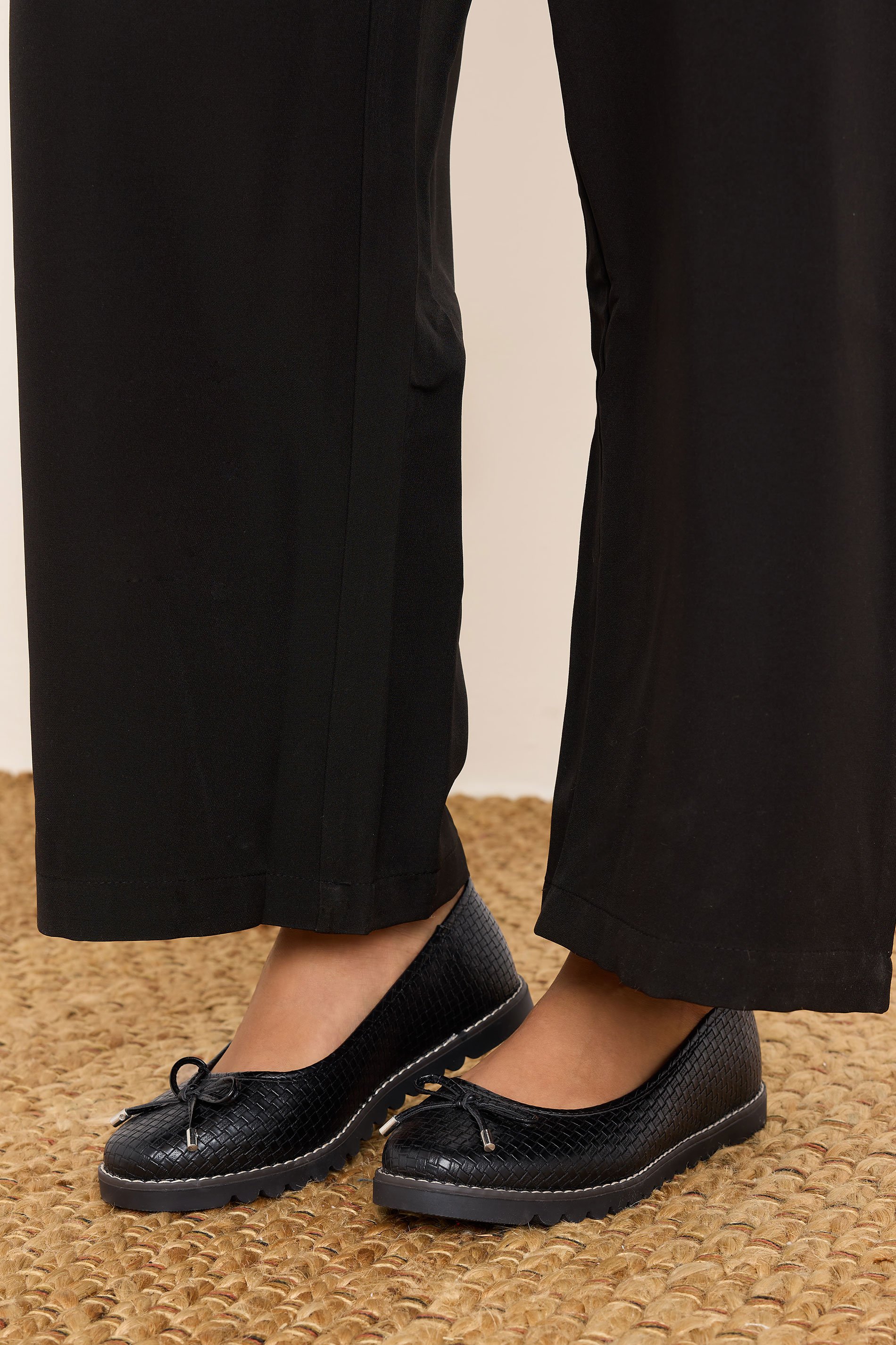 Black Woven Ballet Pumps In Extra Wide EEE Fit | Yours Clothing 1