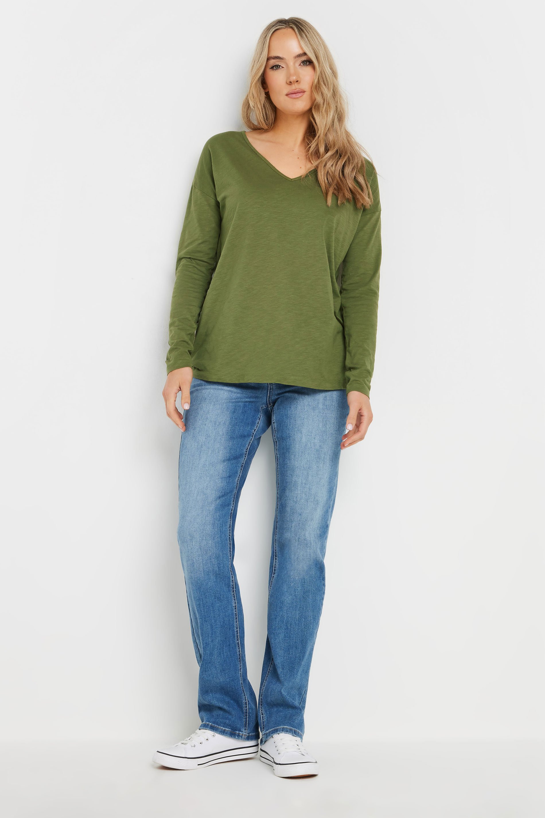 LTS Tall 2 PACK Stone Brown & Green Long Sleeve T-Shirts | Long Tall Sally 3