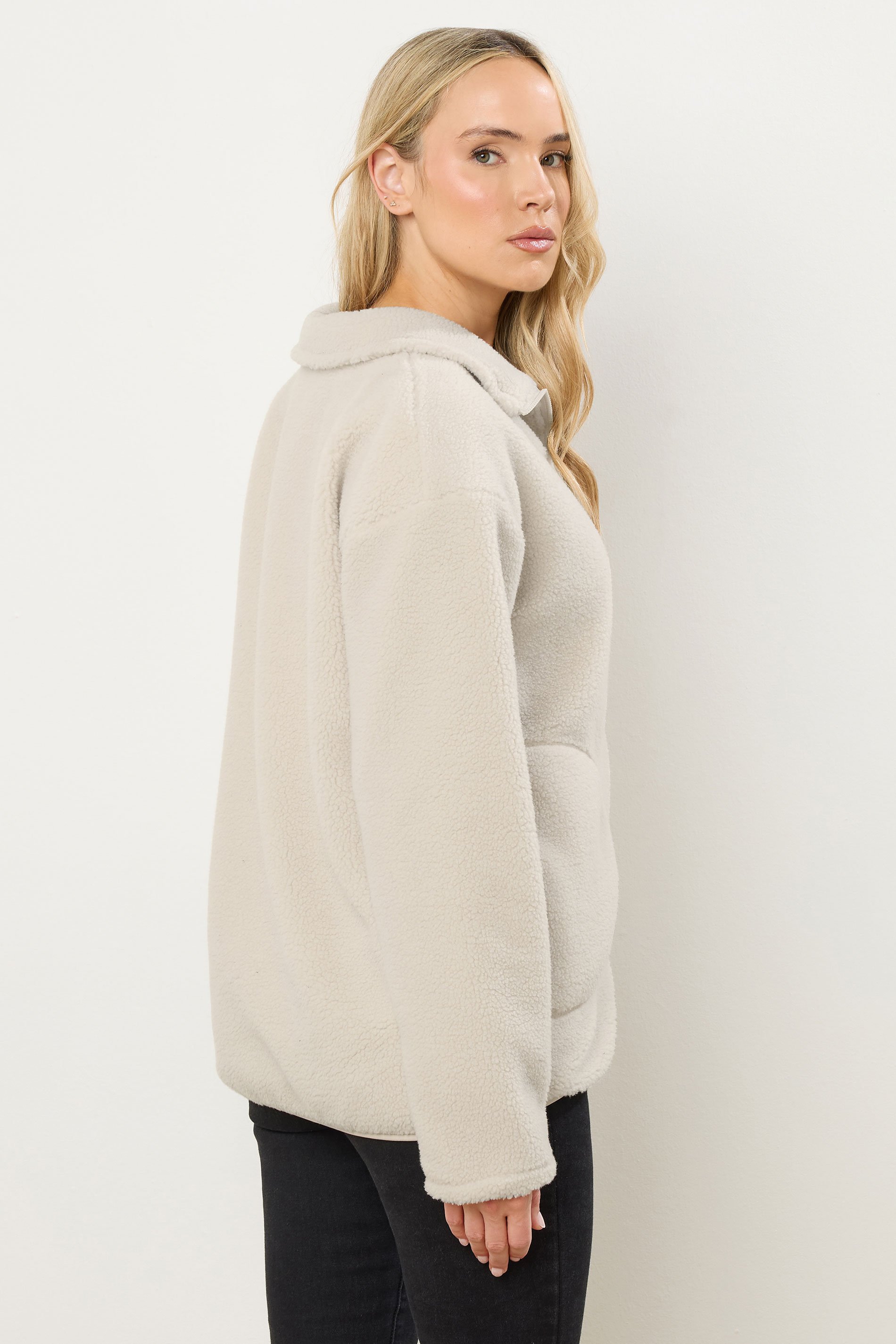 LTS Tall Ivory White Zip Fleece Jacket | Long Tall Sally 4