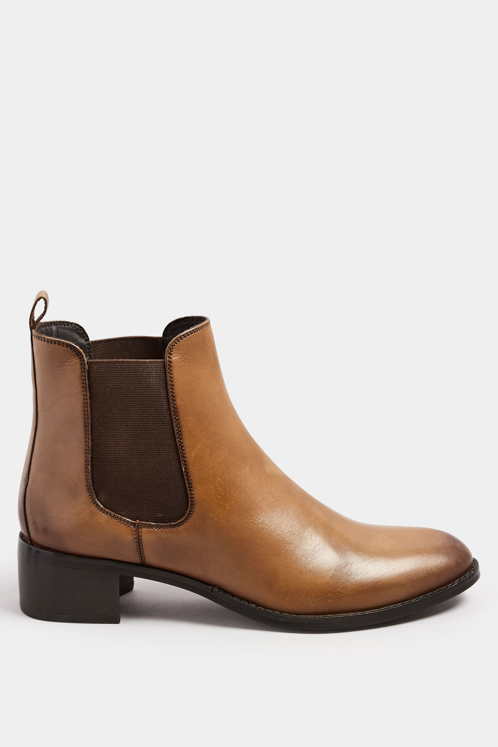 LTS Brown Leather Block Heel Chelsea Boots In Standard Fit | Long Tall Sally 3