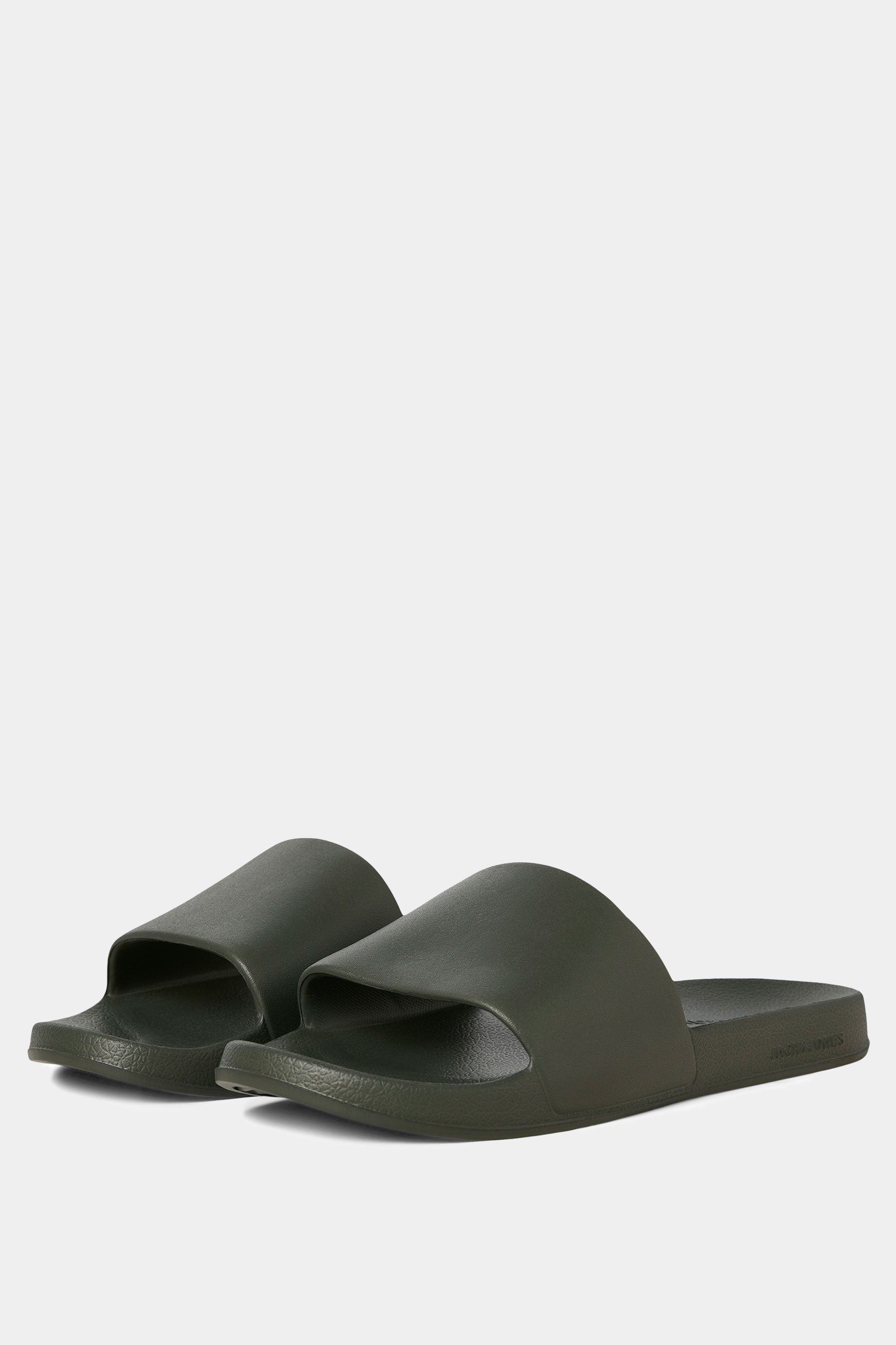 JACK & JONES Big & Tall Olive Green Moulded Sliders | BadRhino 1