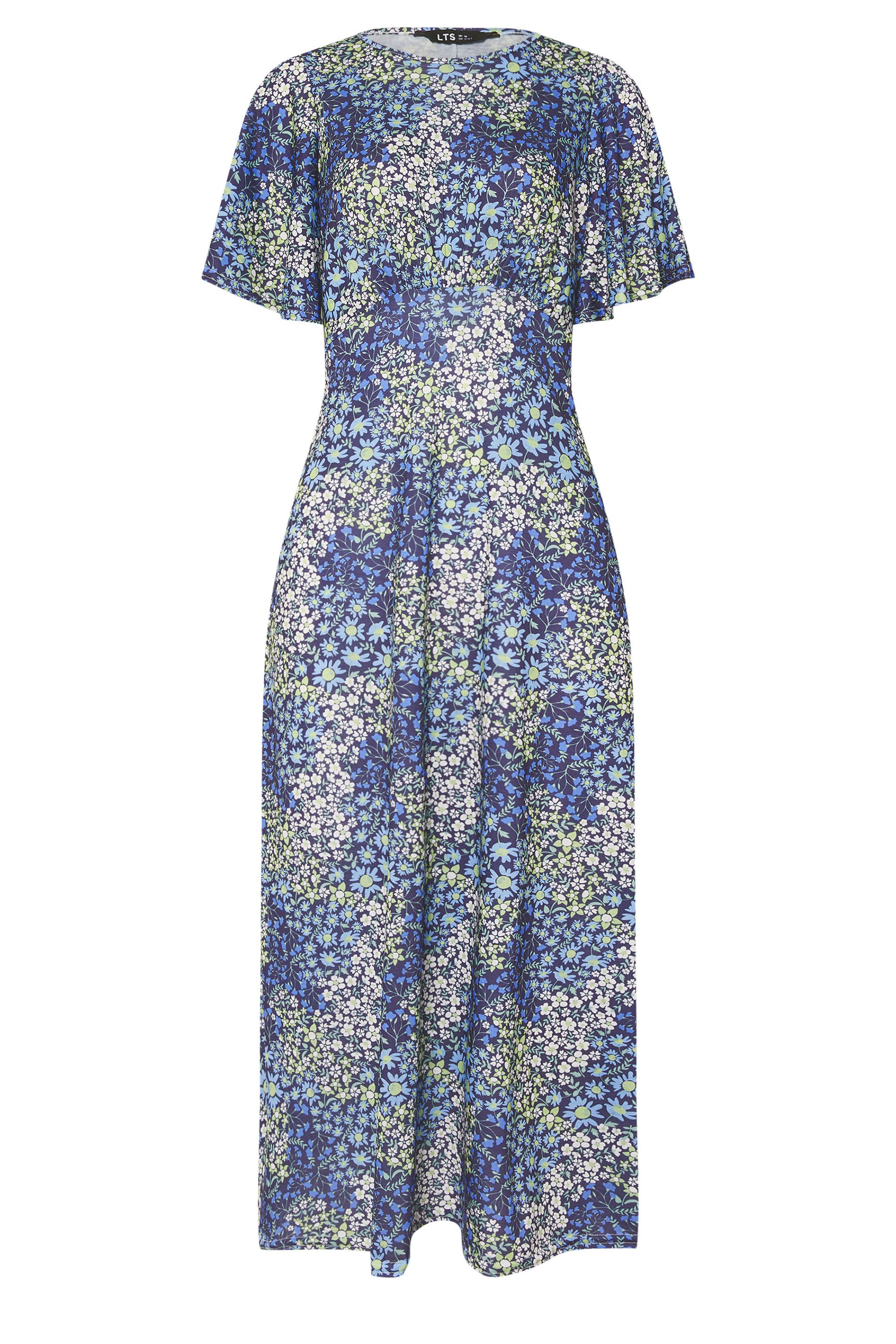 LTS Tall Blue Ditsy Floral Flutter Sleeve Tea Dress | Long Tall Sally 5