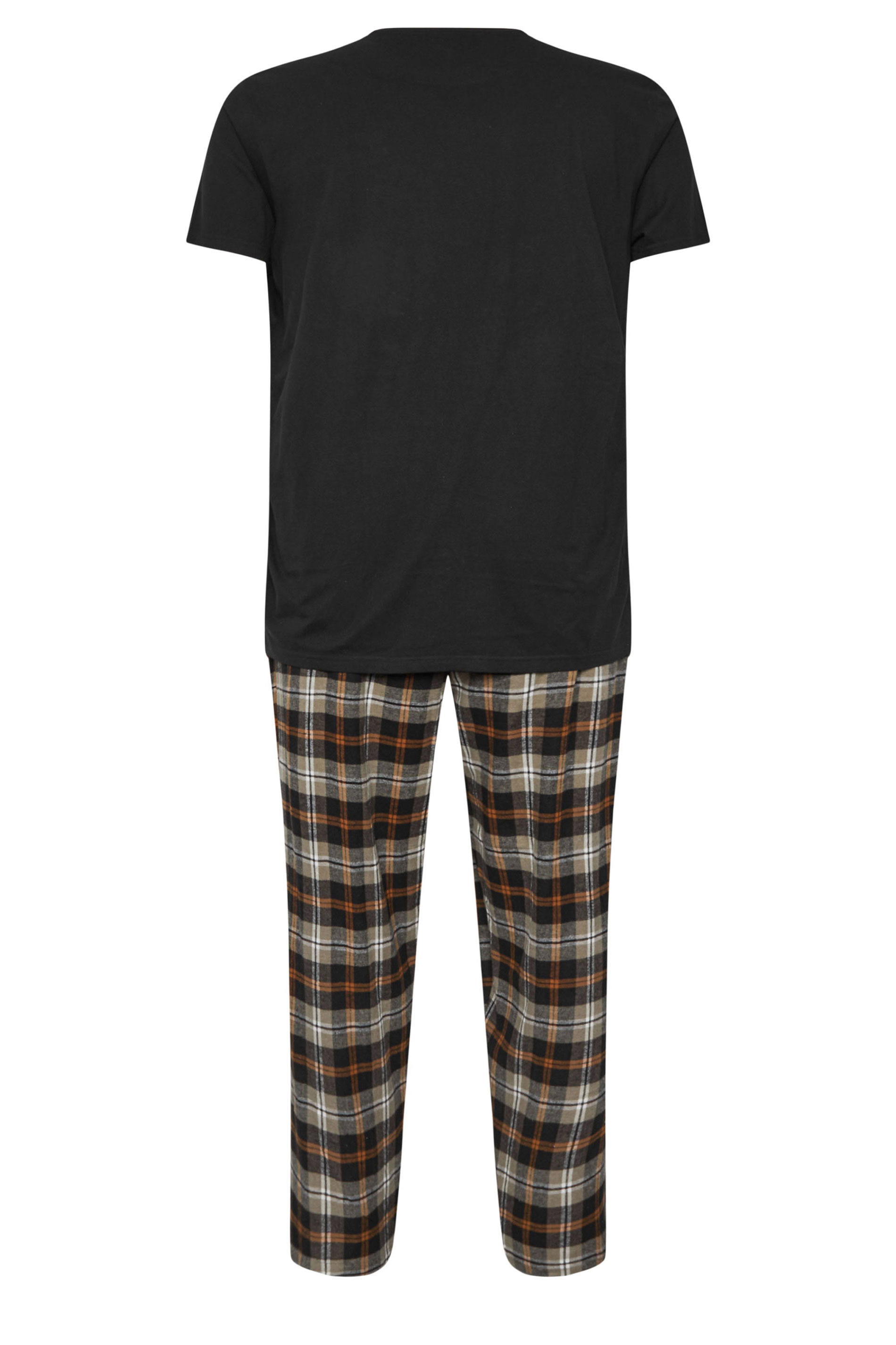 BadRhino Big & Tall Black T-Shirt & Check Trousers Pyjama Set | BadRhino 7