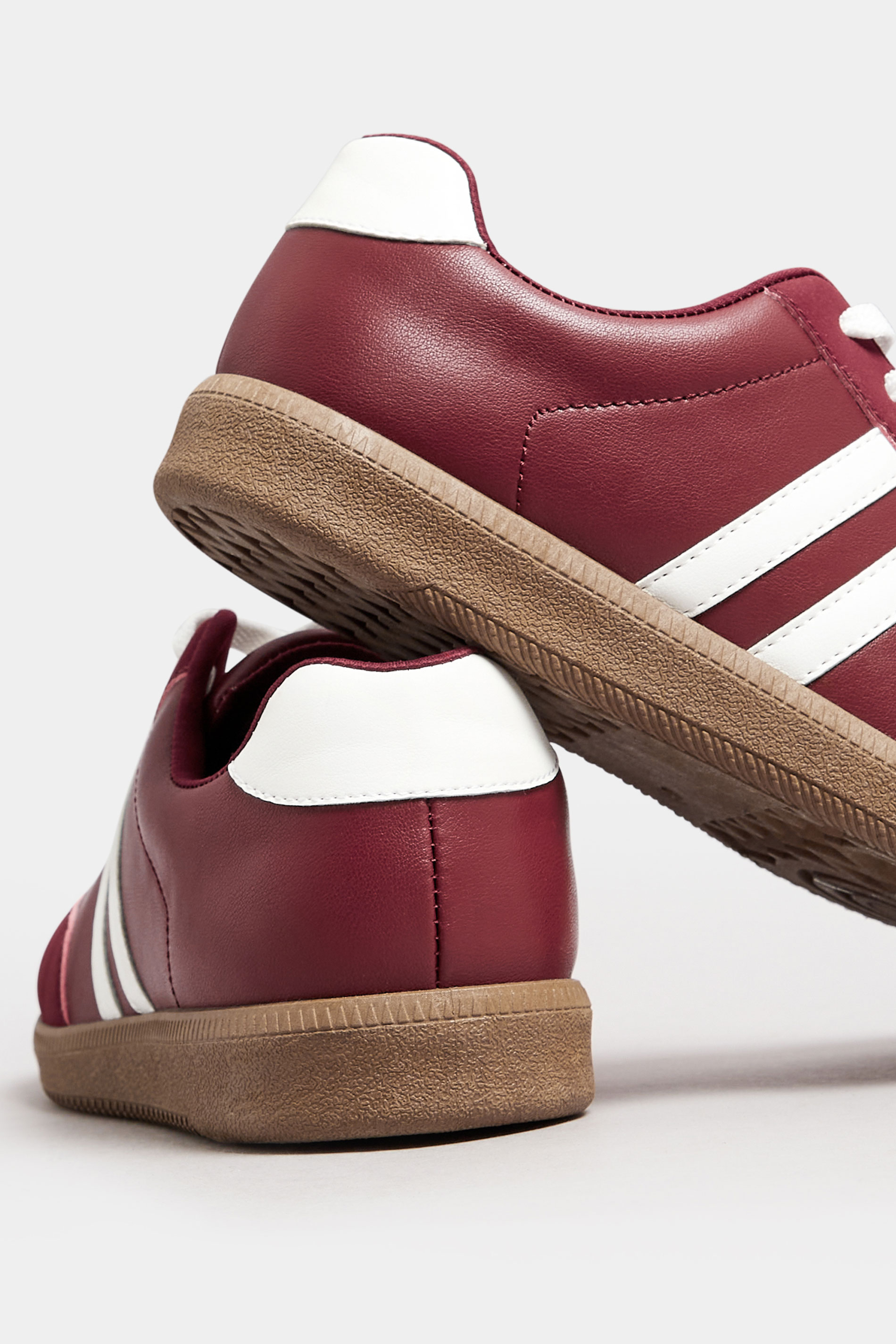 Burgundy Red Retro Stripe Trainers In Extra Wide EEE Fit | Yours Clothing 4