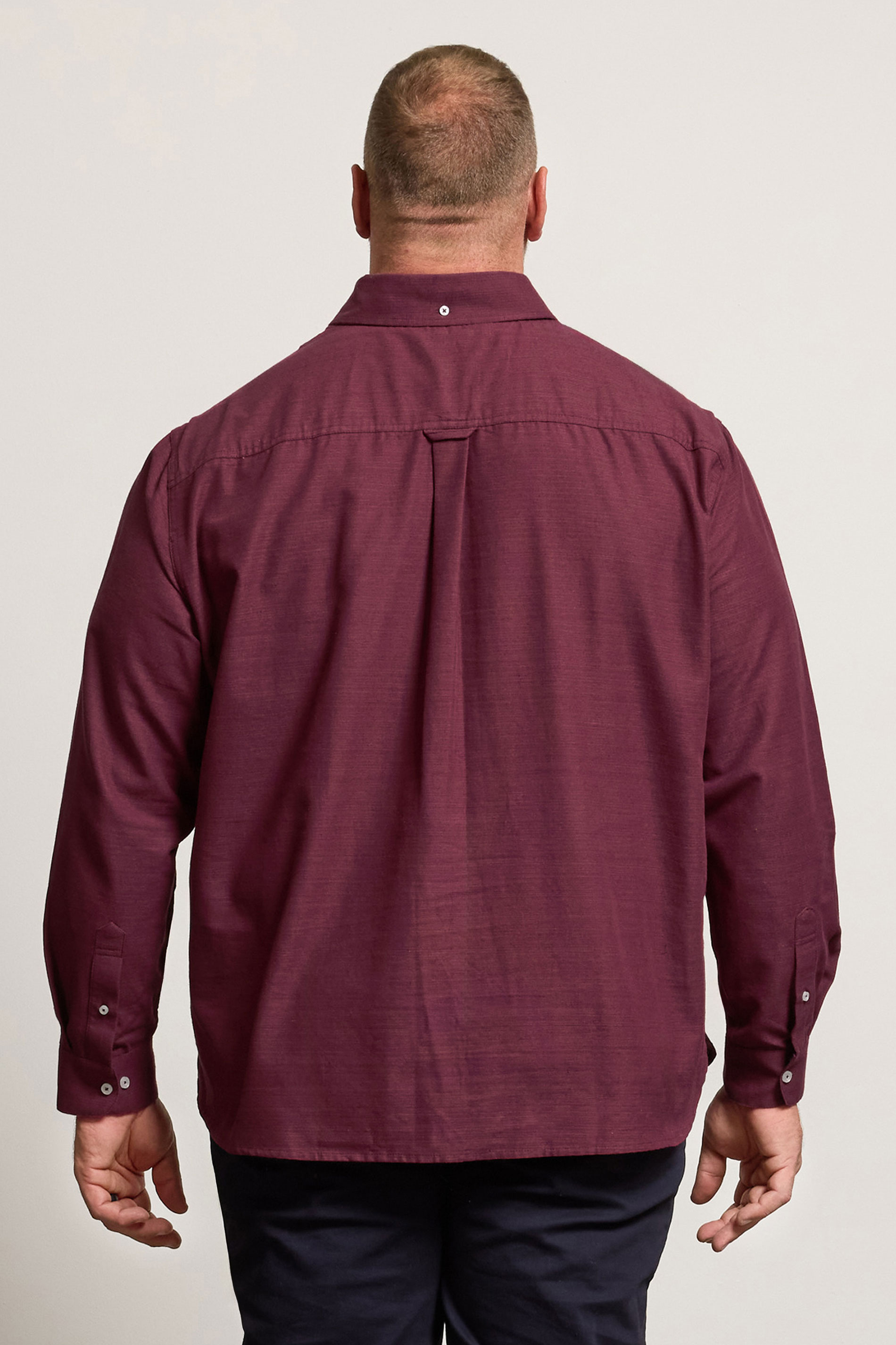 BadRhino Big & Tall Burgundy Red Long Sleeve Slub Shirt | BadRhino 4